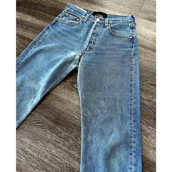 Vintage Levi’s 501 Jeans XS W28 L30 ICONS Rework USA Distressed Patchwork Denim - Picture 16 of 16